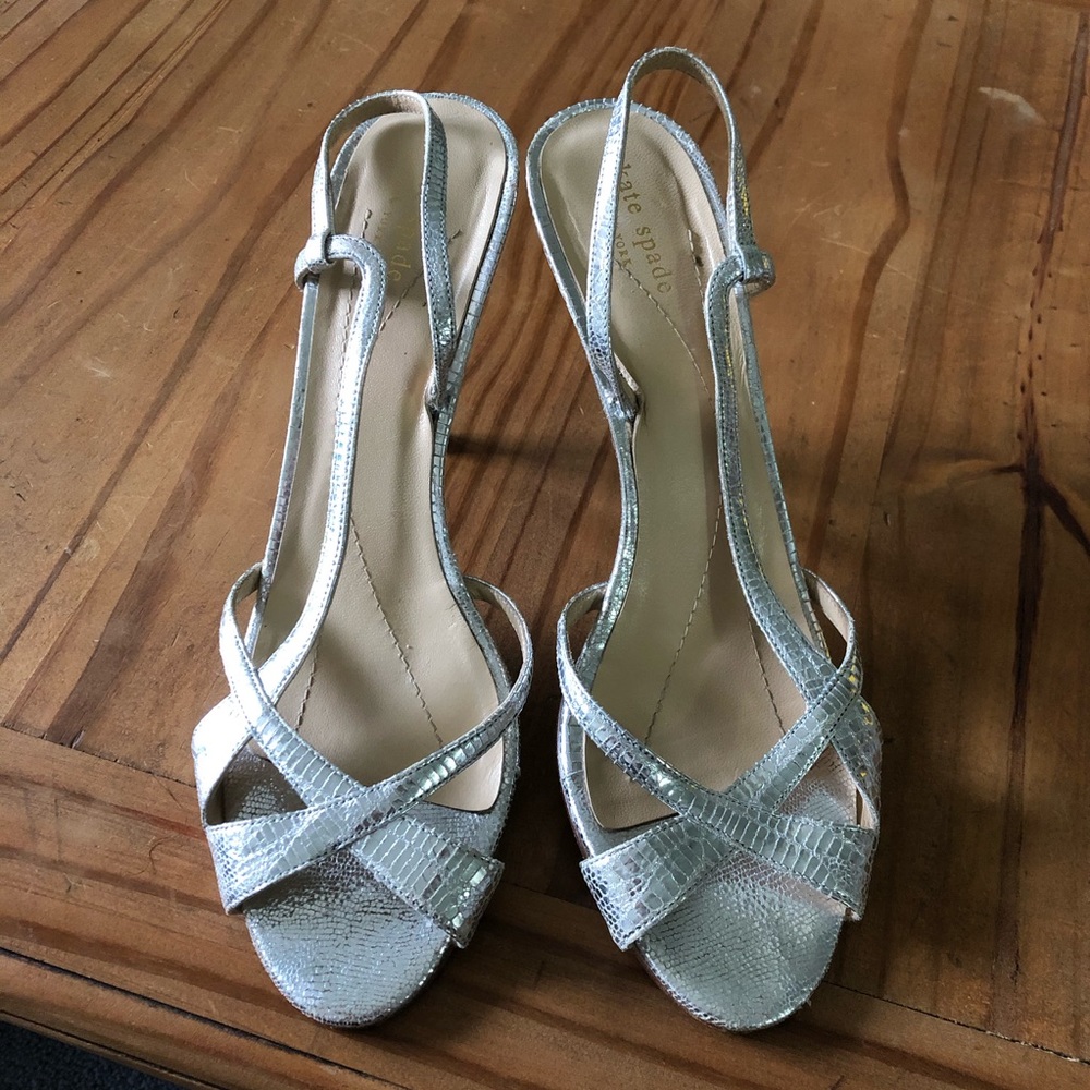 Kate Spade Silver Heeled Sandals